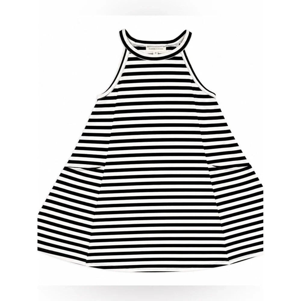 Harper Canyon Girls Black & White Striped Summer Playwear Coastal Dress 10/12